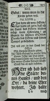 XIII. Gebet, wenn man in die Kirche gehen will