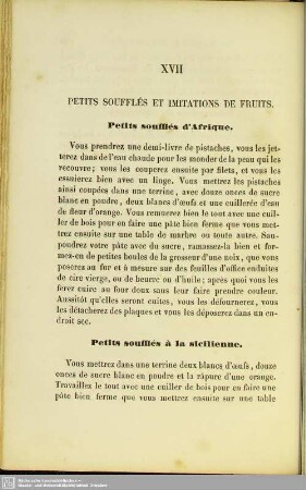 XVII. Petits soufflés et imitations de fruits