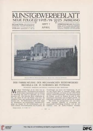 Der Fabrik-Neubau der mechanischen Seidenweberei Michels & Cie. in Nowawes bei Potsdam