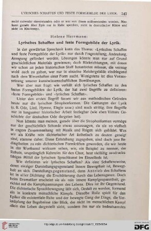 Lyrisches Schaffen und feste Formgebilde der Lyrik
