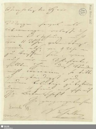 305: Brief von Sigismund Thalberg an Robert Schumann - Mus.Schu.305