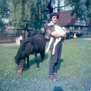 Frankfurt (Main). Zoo. Tierpflegerin mit Ponys