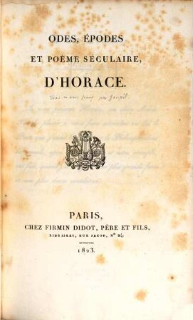 Odes, Épodes et Poème séculaire