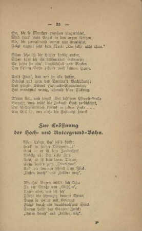 Zur Eröffnung der Hoch- und Untergrund-Bahn