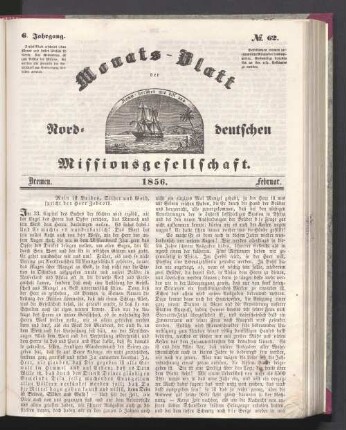 6. Jahrgang. N°. 62. Bremen. 1856. Februar