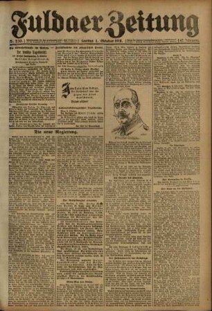 Ausgabe vom Freitag, den 04. Oktober 1918.