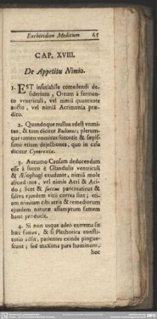 Cap. XVIII. De Appetitu Nimio