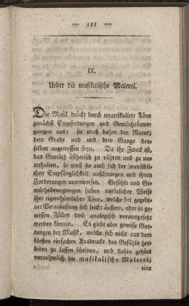 IX. Ueber die musikalische Malerei.