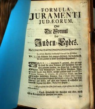 Formula Juramenti Judaeorum, Oder Die Formul Des Juden-Eydes
