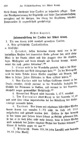 Erstes Kapitel. Zusammenstellung der Quellen des Albert Krantz.