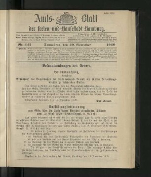 No. 242, 20. November 1920