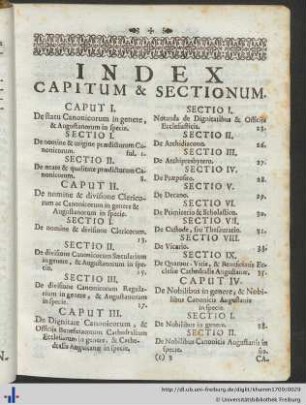 Index Capitum Et Sectionum.