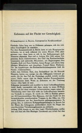 Eichmann auf der Flucht vor Gerechtigkeit