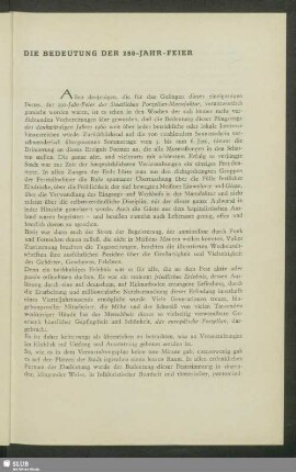 Die Bedeutung Der 250-Jahr-Feier