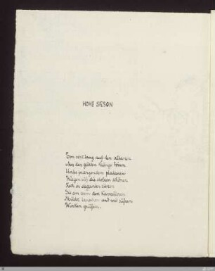 Hohe Saeson (Hochsommer) : [SW II: H3(Hymnen)]; [SW II, S. 22/106]