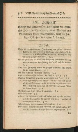 XXII. Hauptstük. Grosse und unverbesserliche Anstalt des herlichen Jesu, zur Offenbarung seines Namens und ...