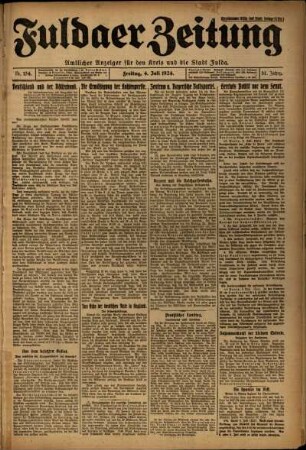 Erste Ausgabe vom Freitag, den 04. Juli 1924.