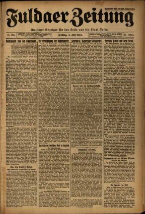 Erste Ausgabe vom Freitag, den 04. Juli 1924.