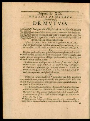 Disputatio XIX. Henrici Praetorii, Stendaliensis, De Mutuo.