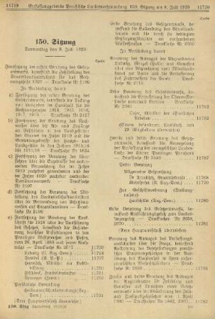 150. Sitzung. Donnerstag den 8. Juli 1920