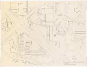 Hansaviertel Grünflächen Hansaplatz. Interbau Berlin 1957: Lageplan um die Altonaerstraße und den Hansaplatz 1:500, Lichtpause von Inv.Nr. HH 0502,008