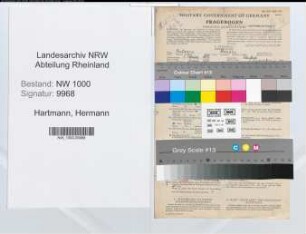 Entnazifizierung Hermann Hartmann, geb. 07.02.1897 (Bueroangest.)