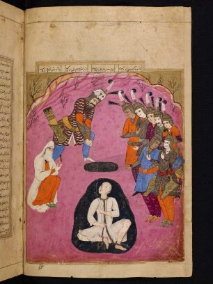 Illustration: Rustam zieht Bīžan aus dem Brunnen