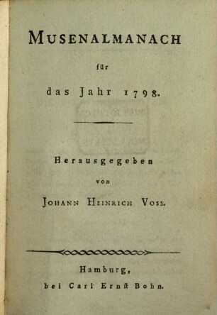 Musen-Almanach. 1798, 1798