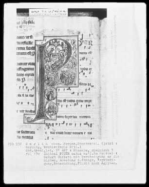Missale — Initiale P (uer natus est) mit mehreren Bildfeldern, Folio 17verso