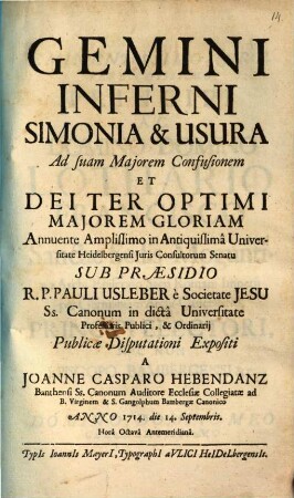 Gemini inferni, simonia & usura