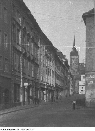 Bautzen. Innere Lauenstraße. Ostseite mit Wohnhäusern. Blick nach Norden