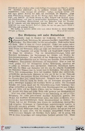 33: Der Kirchentag und unser Kulturleben