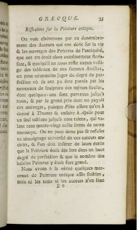 Réflexions sur la Peinture antique.