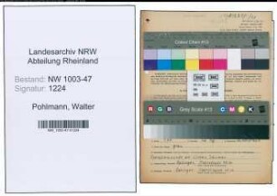 Entnazifizierung Walter Pohlmann , geb. 24.11.1907 (Dentist)