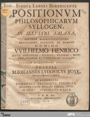 Positionvm Philosophicarvm Syllogen : In Illvstri Salana