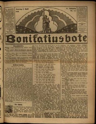 Erste Ausgabe vom Sonntag, den 06. April 1924.