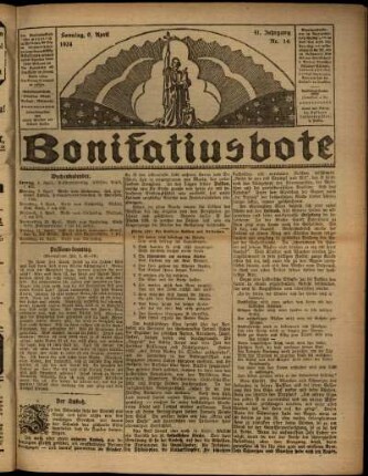 Erste Ausgabe vom Sonntag, den 06. April 1924.
