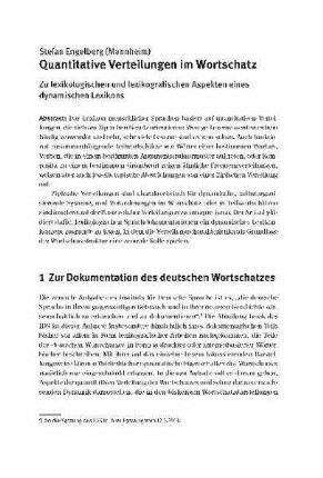 Quantitative Verteilungen im Wortschatz. Zu lexikologischen und lexikografischen Aspekten eines dynamischen Lexikons