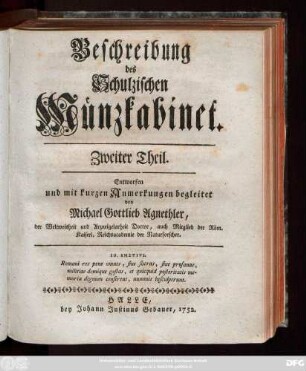 Theil 2: Beschreibung des Schulzischen Münzkabinet