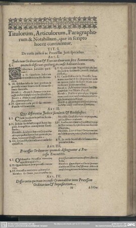 [Index Generalis] Titulorum, Articulorum, Paragraphorum & Notabilium, quae in scripto hocce continentur