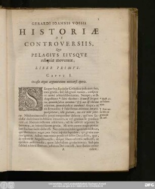 Caput I. Occasio atque argumentum universi operis.
