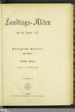 1893/94,3: Landtags-Akten / Königliche Dekrete