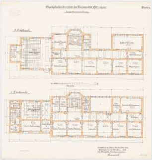 Physikalisches Institut der Universität Göttingen: Grundriss 1. und 2. Obergeschoss 1:100