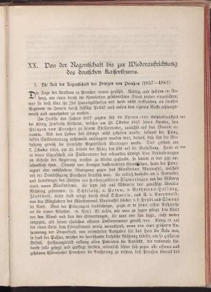 XX. Von der Regentschaft bis zur Wiederaufrichtung des deutschen Kaiserthums.