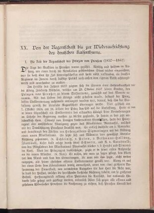 XX. Von der Regentschaft bis zur Wiederaufrichtung des deutschen Kaiserthums.
