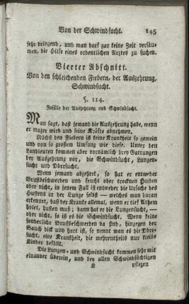 Vierter Abschnitt. Von den schleichenden Fiebern, der Auszehrung, Schwindsucht.