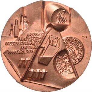 Medaille von Victor Huster für die numismatische Gesellschaft Wiesbaden und Mainz und auf das Gutenberg-Jubiläum (Probe)