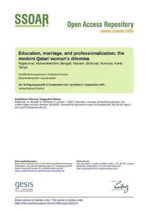 Education, marriage, and professionalization: the modern Qatari woman's dilemma