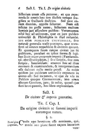 Sect. I. De civitate & imperio generatim