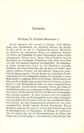 Professor Dr. Friedrich Blochmann ✝